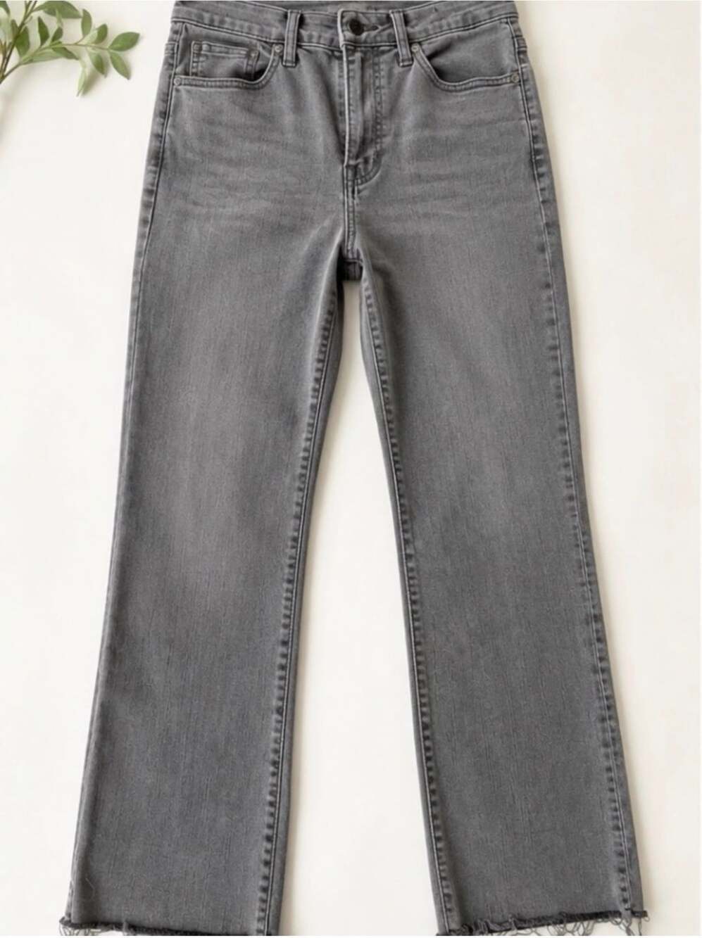 Madewell Stovepipe Jeans Size 23 Grey Denim Raw Hem (z)